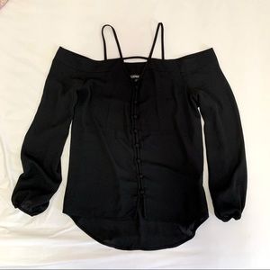 Express Sheer Black Off Shoulder